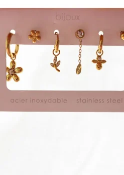 Boucles d'oreilles-EASY-CLOTHES Abelia - 6 Boucles d'Oreilles Dorées - Bijoux InoxydablesEasy Clothes Dorées       
