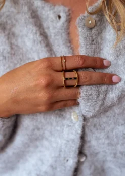 Bagues-EASY-CLOTHES Bague Carlo - Dorée & Noire - Originale & AjustableEasy Clothes Dorée