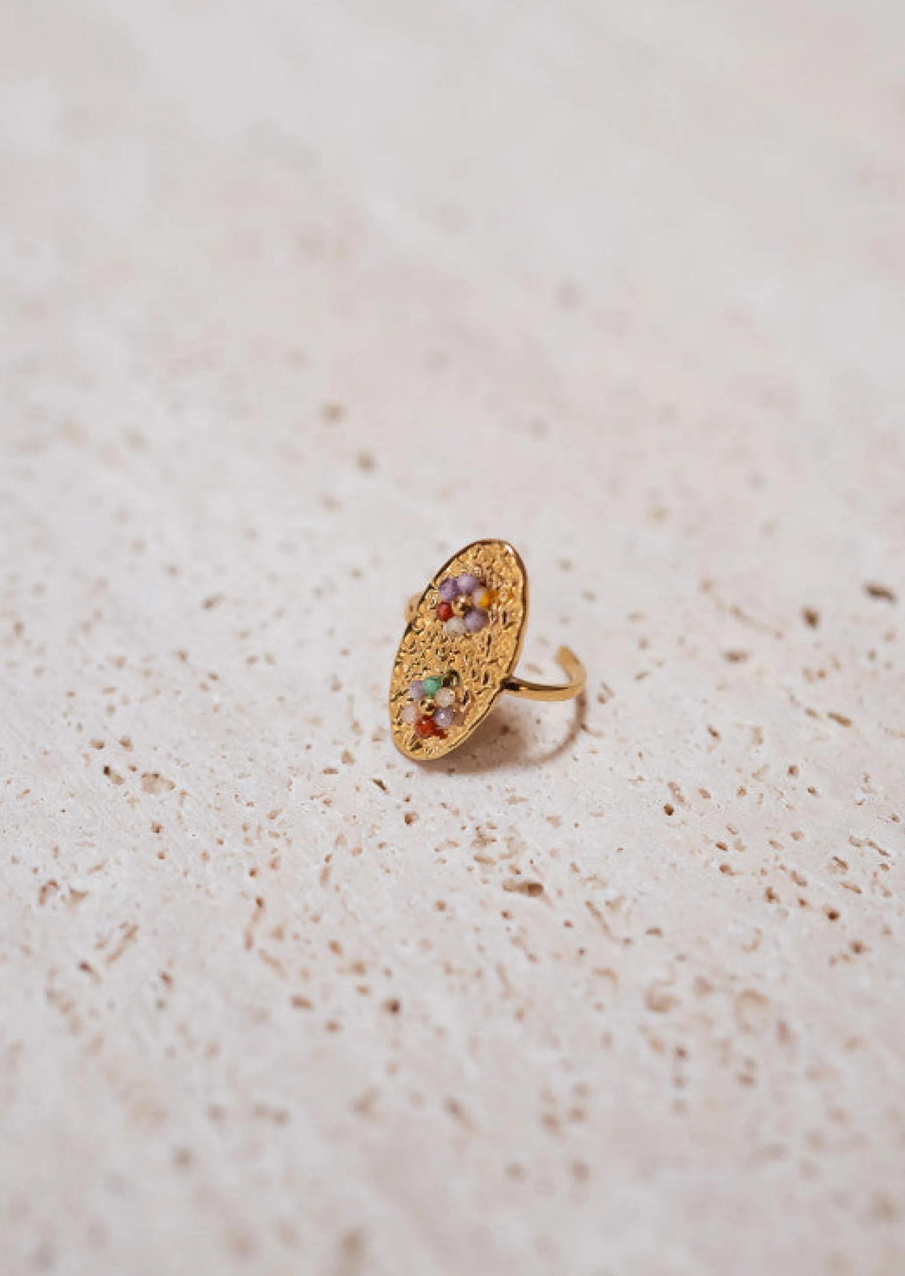 Bagues-EASY-CLOTHES Bague Dorée - Pipo - Perles Fleurs ColoréesEasy Clothes Doré
