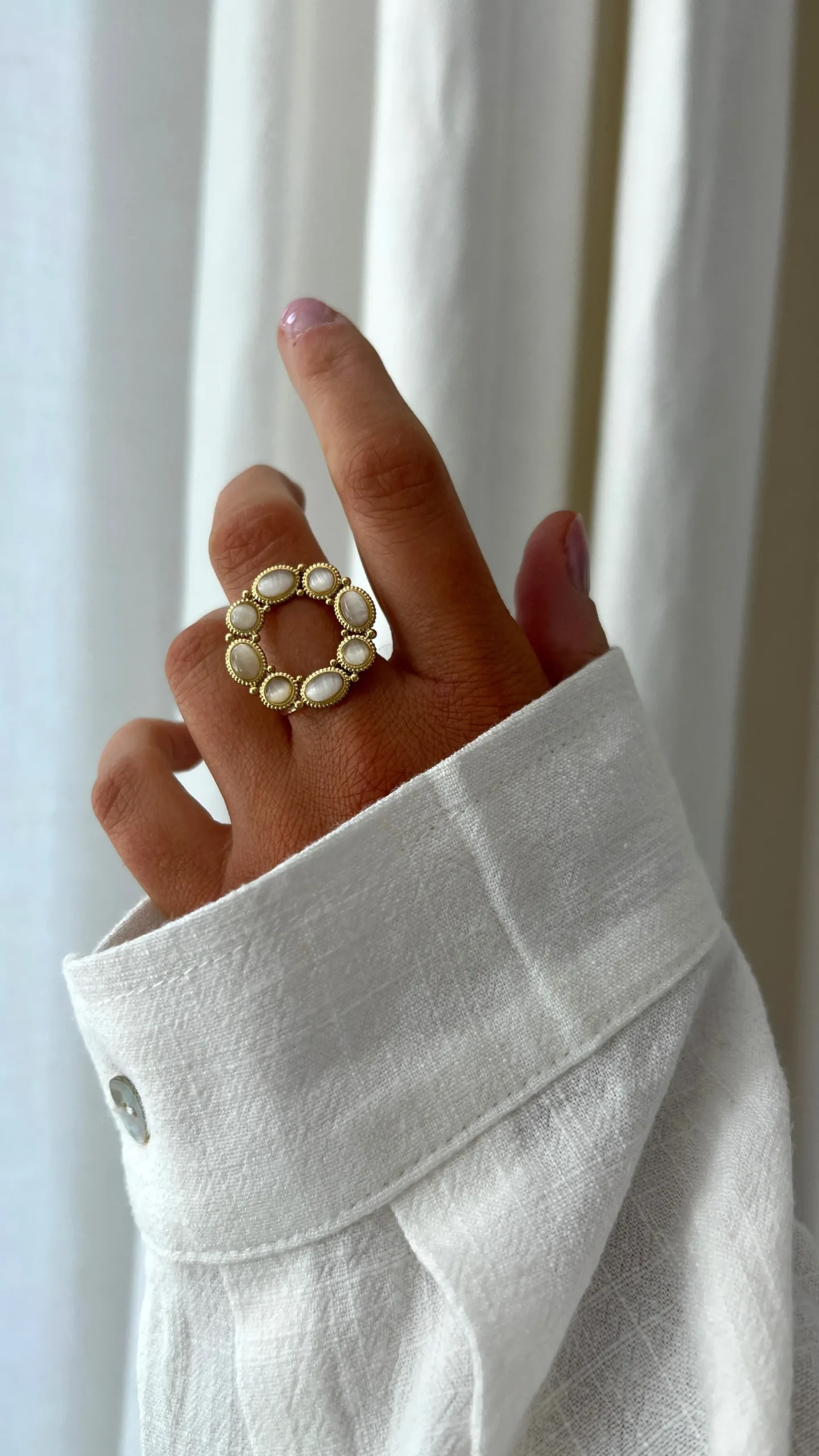 Bagues-EASY-CLOTHES Bague Sefer - écrue et doréeEasy Clothes Écrue et dorée