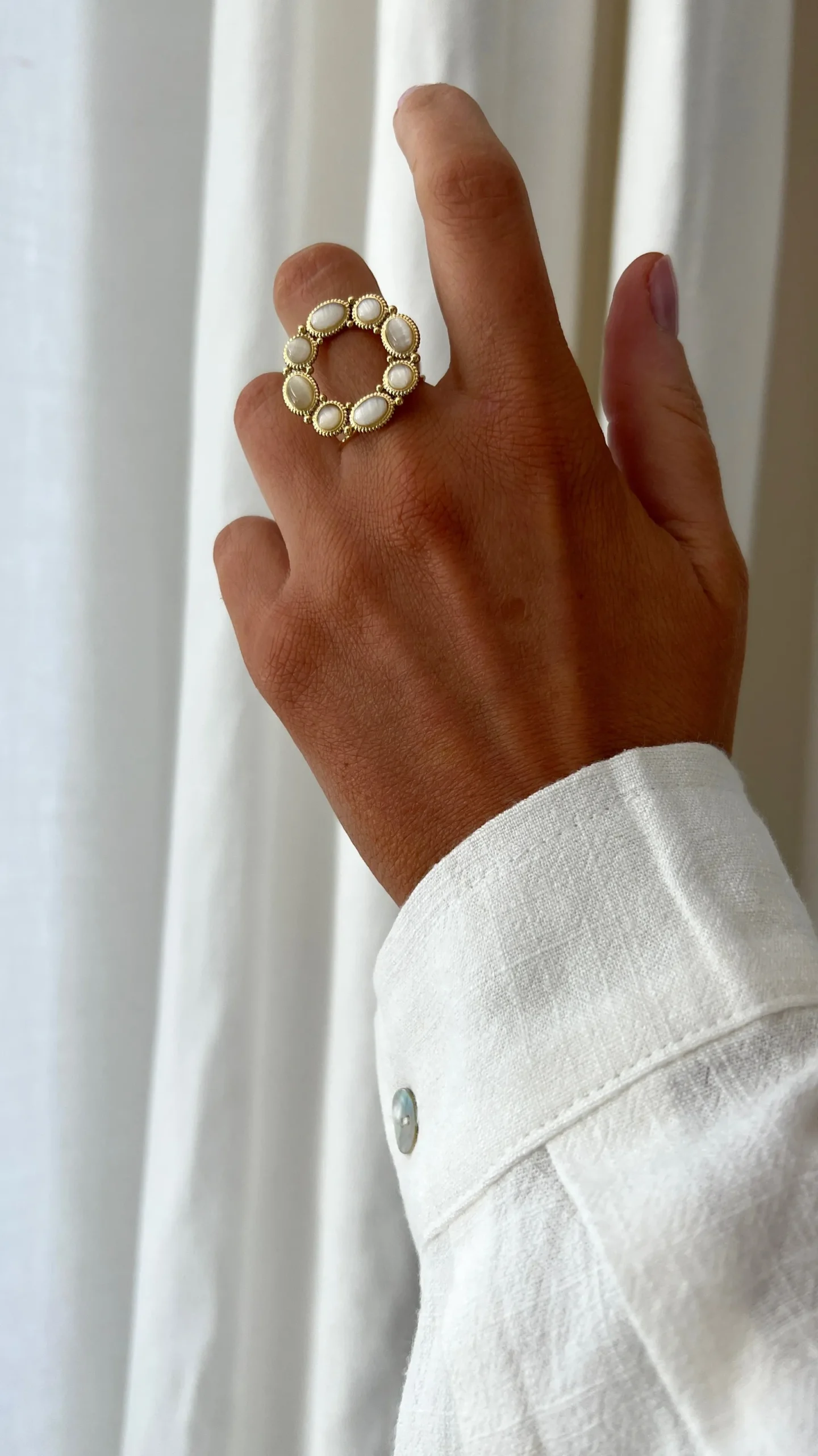 Bagues-EASY-CLOTHES Bague Sefer - écrue et doréeEasy Clothes Écrue et dorée