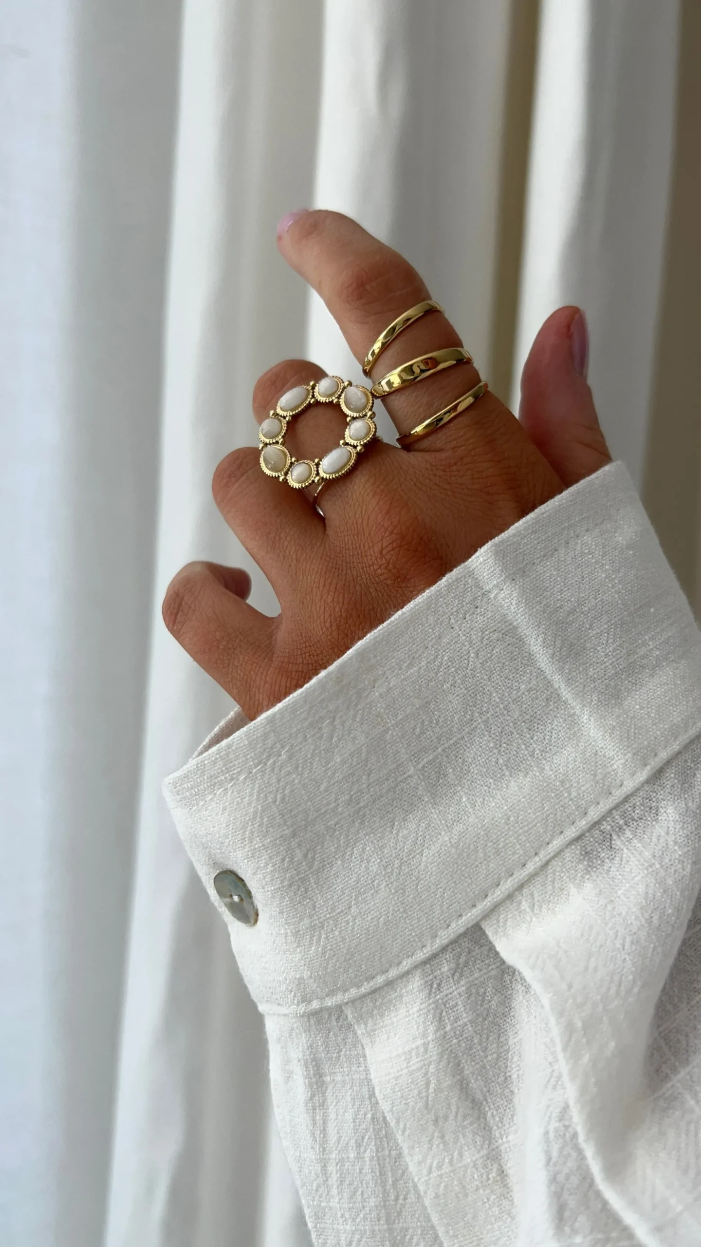 Bagues-EASY-CLOTHES Bague Sefer - écrue et doréeEasy Clothes Écrue et dorée