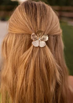 Accessoires Cheveux-EASY-CLOTHES Barrette Fleur Dorée - Accessoires & Bijoux Easy Clothes Dorée