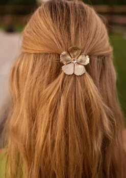 Accessoires Cheveux-EASY-CLOTHES Barrette Fleur Dorée - Accessoires & Bijoux Easy Clothes Dorée       