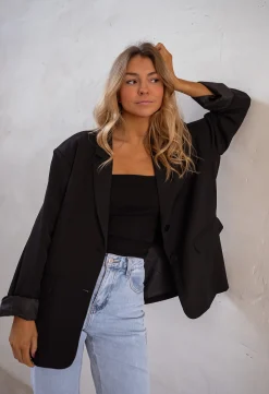 Blazers-EASY-CLOTHES Blazer Cassie - Noir - EpaulettesEasy Clothes Noir