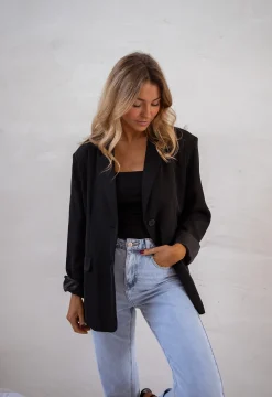 Blazers-EASY-CLOTHES Blazer Cassie - Noir - EpaulettesEasy Clothes Noir       