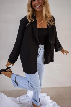 Blazers-EASY-CLOTHES Blazer Cassie - Noir - EpaulettesEasy Clothes Noir