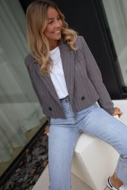 Blazers-EASY-CLOTHES Blazer Manthy - gris lignéEasy Clothes Gris ligné