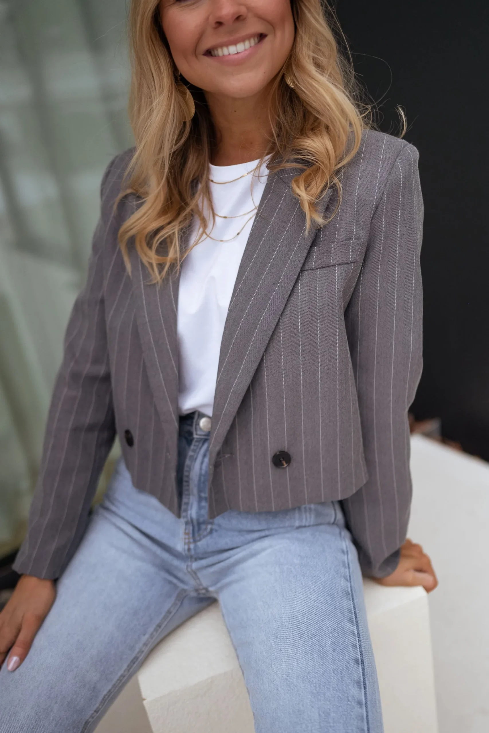 Blazers-EASY-CLOTHES Blazer Manthy - gris lignéEasy Clothes Gris ligné