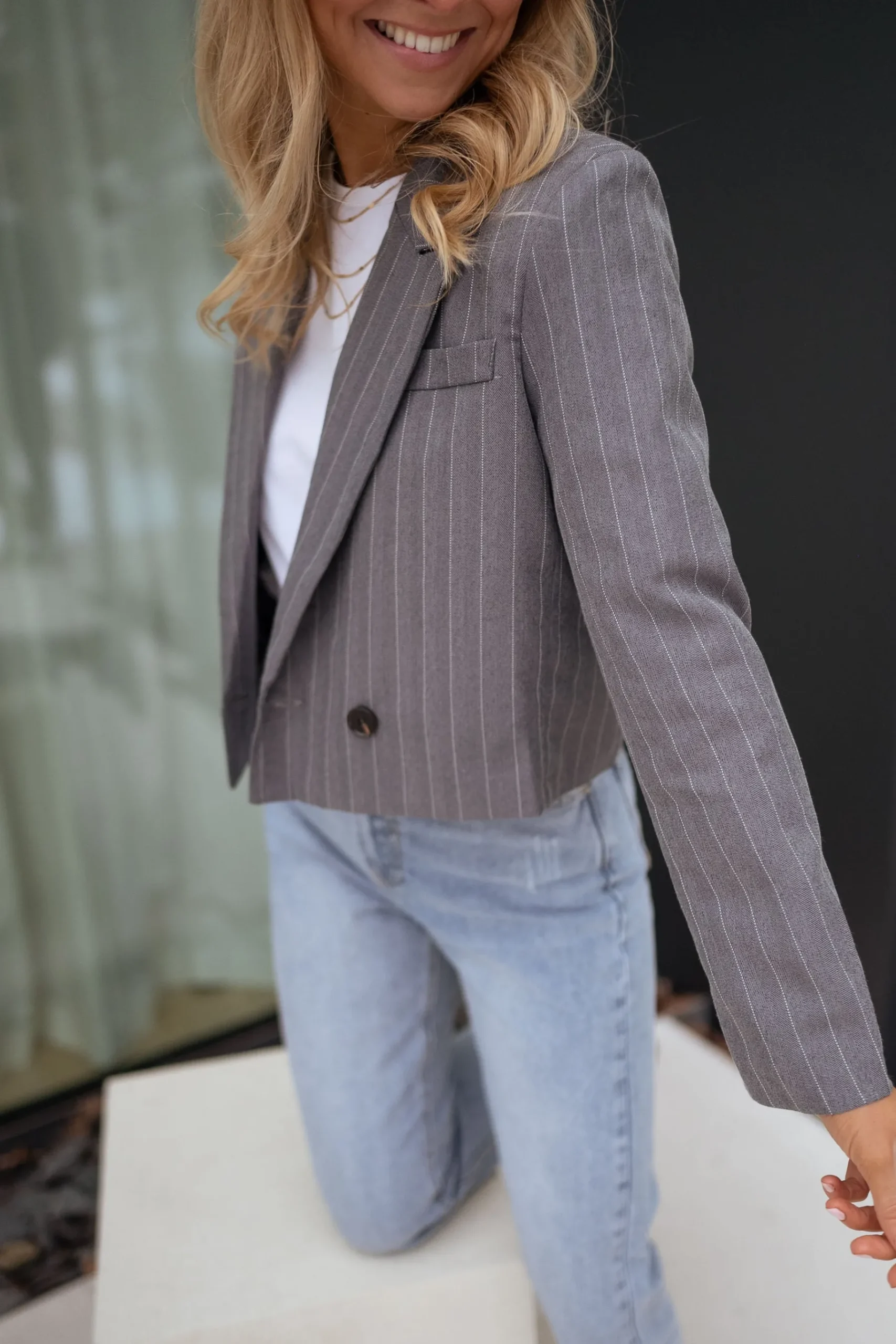 Blazers-EASY-CLOTHES Blazer Manthy - gris lignéEasy Clothes Gris ligné
