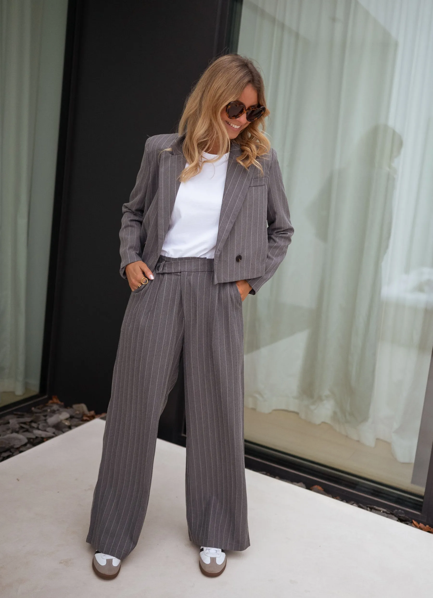Blazers-EASY-CLOTHES Blazer Manthy - gris lignéEasy Clothes Gris ligné
