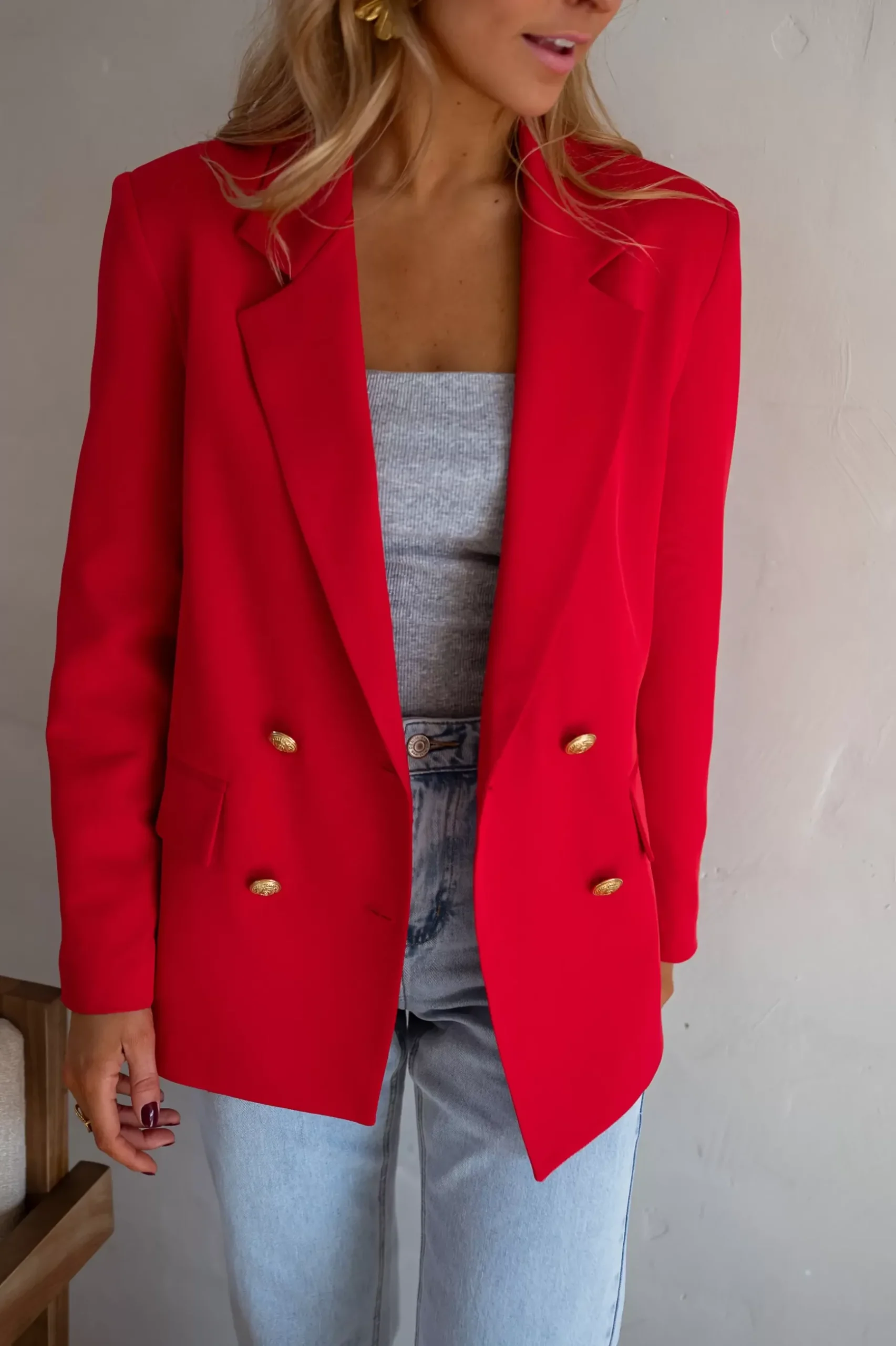 Blazers-EASY-CLOTHES Blazer Maon - Rouge Vif - Ensemble Moderne & TendanceEasy Clothes Rouge