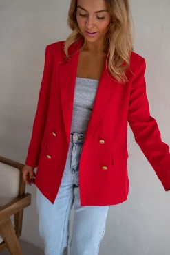 Blazers-EASY-CLOTHES Blazer Maon - Rouge Vif - Ensemble Moderne & TendanceEasy Clothes Rouge