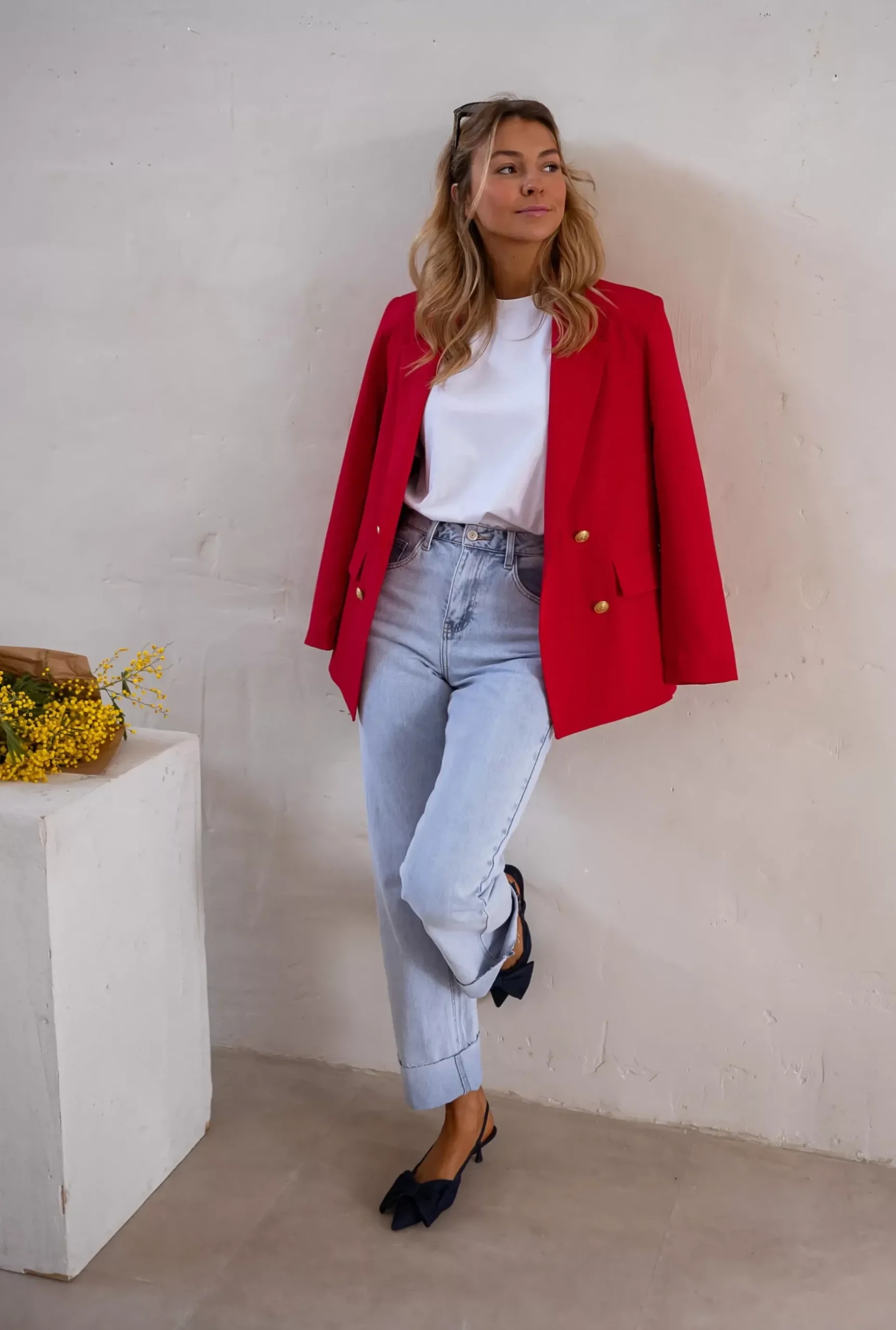 Blazers-EASY-CLOTHES Blazer Maon - Rouge Vif - Ensemble Moderne & TendanceEasy Clothes Rouge