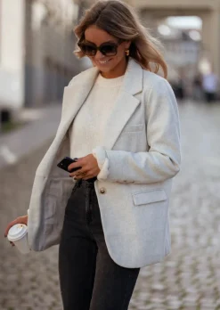 Blazers-EASY-CLOTHES Blazer Sammy - Gris Clair - Avec EpaulettesEasy Clothes Gris clair