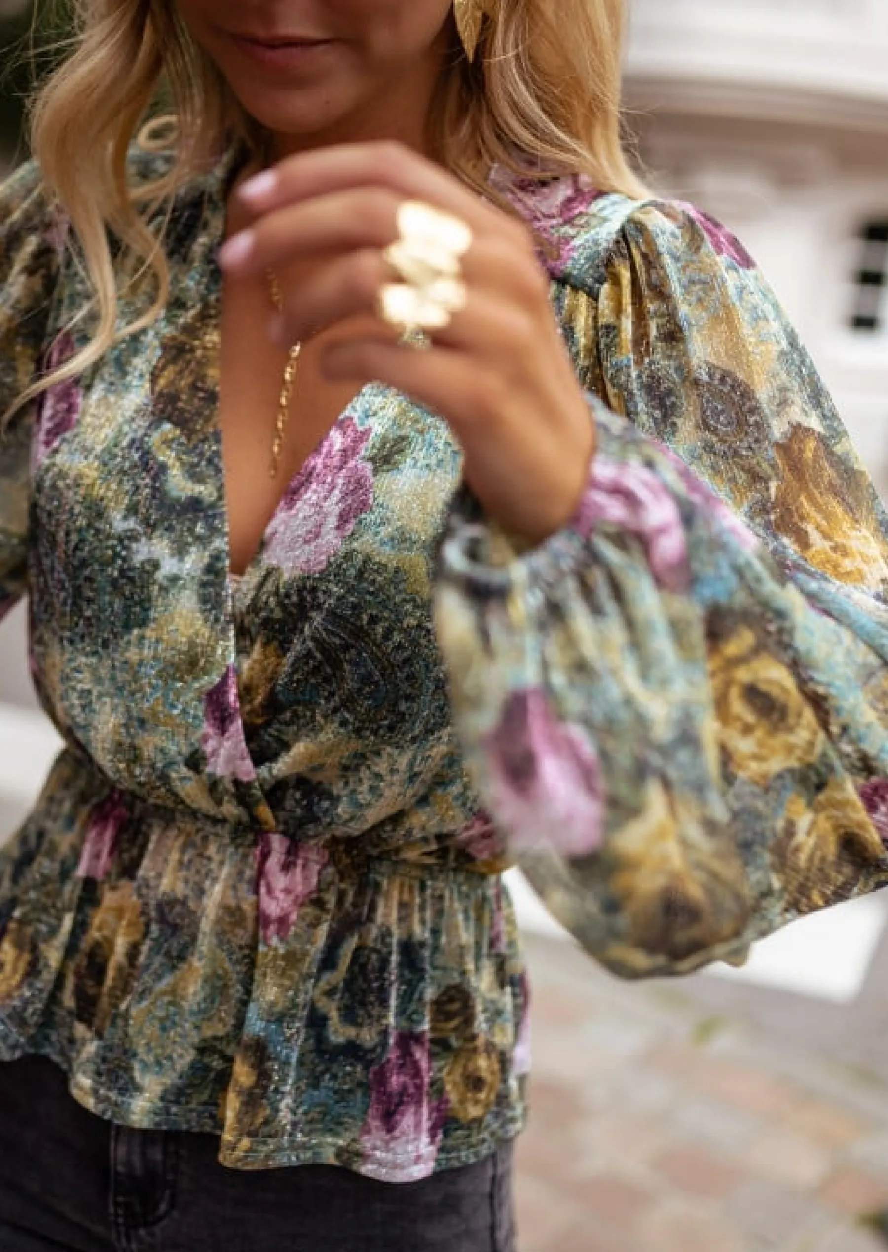Chemisiers & Blouses-EASY-CLOTHES Blouse Aidan - À Fleurs - Made in France - Manches LonguesEasy Clothes À fleurs