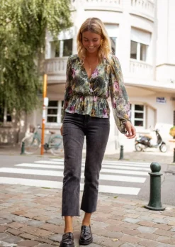 Chemisiers & Blouses-EASY-CLOTHES Blouse Aidan - À Fleurs - Made in France - Manches LonguesEasy Clothes À fleurs