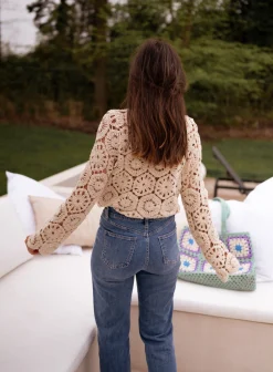 Chemisiers & Blouses-EASY-CLOTHES Blouse Analy beige | Blouse effet macramé | Prêt-à-porter en ligne | Easy Clothes Beige       
