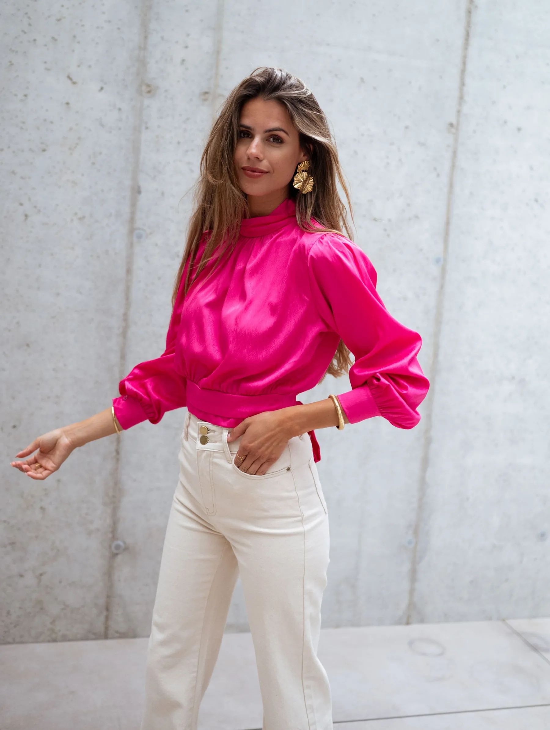 Chemisiers & Blouses-EASY-CLOTHES Blouse Ariel - roseEasy Clothes Rose