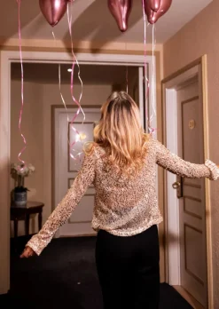 Chemisiers & Blouses-EASY-CLOTHES Blouse Armella - Dorée - Paillettes - Easy Clothes Dorée à paillettes