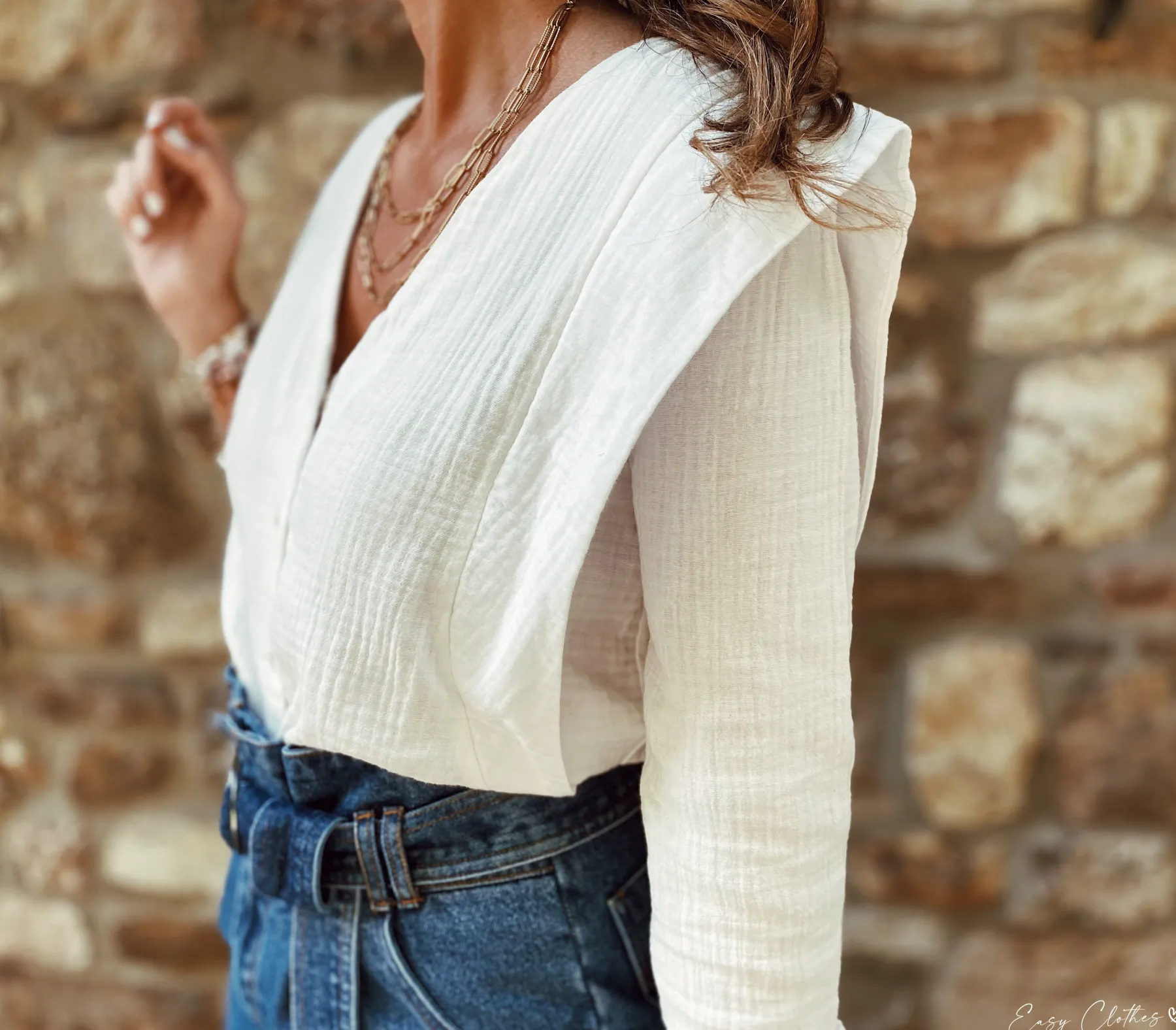 Chemisiers & Blouses-EASY-CLOTHES Blouse Athea - blancheEasy Clothes Blanche