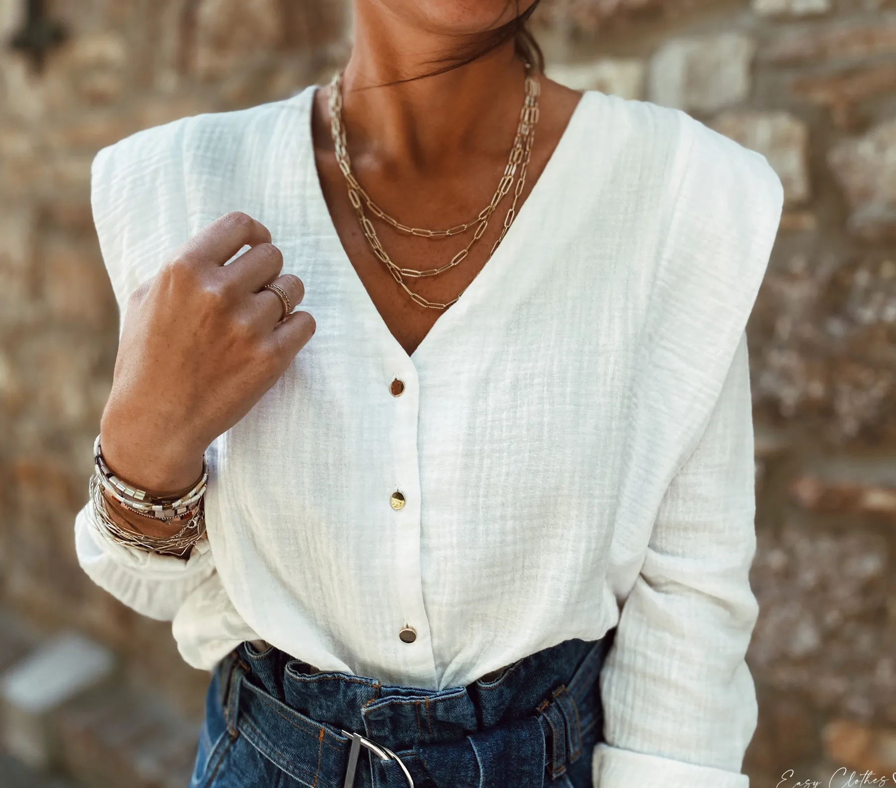 Chemisiers & Blouses-EASY-CLOTHES Blouse Athea - blancheEasy Clothes Blanche