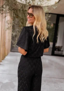 Chemisiers & Blouses-EASY-CLOTHES Blouse Axella noire - CREATION | Blouse noire brodée | Prêt-à-porter en ligne | Easy Clothes Noire brodée       