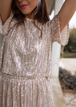 Chemisiers & Blouses-EASY-CLOTHES Blouse Bliss à paillettes - CREATION | Blouse à sequins | Prêt-à-porter en ligne | Easy Clothes À paillettes       