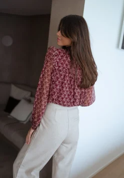 Chemisiers & Blouses-EASY-CLOTHES Blouse Danica - bordeaux à motifsEasy Clothes Bordeaux à motifs