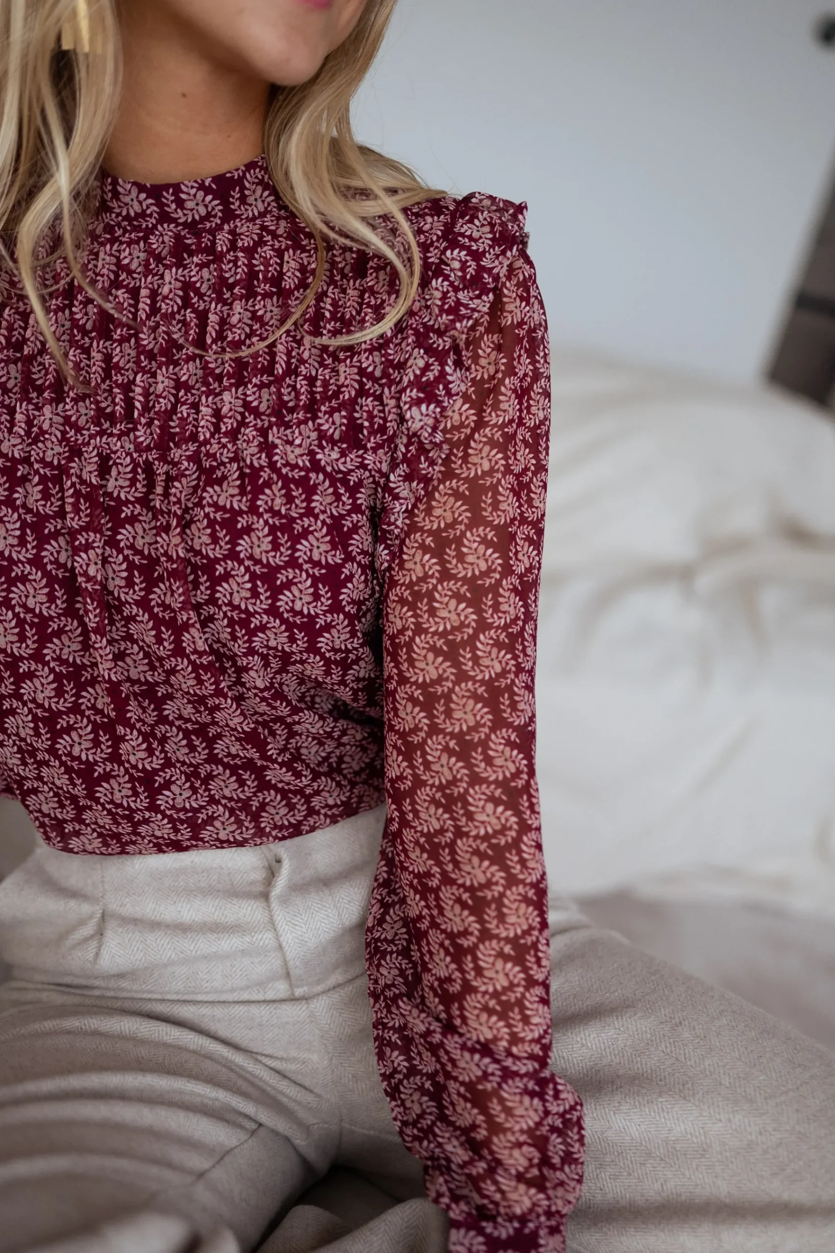 Chemisiers & Blouses-EASY-CLOTHES Blouse Danica - bordeaux à motifsEasy Clothes Bordeaux à motifs