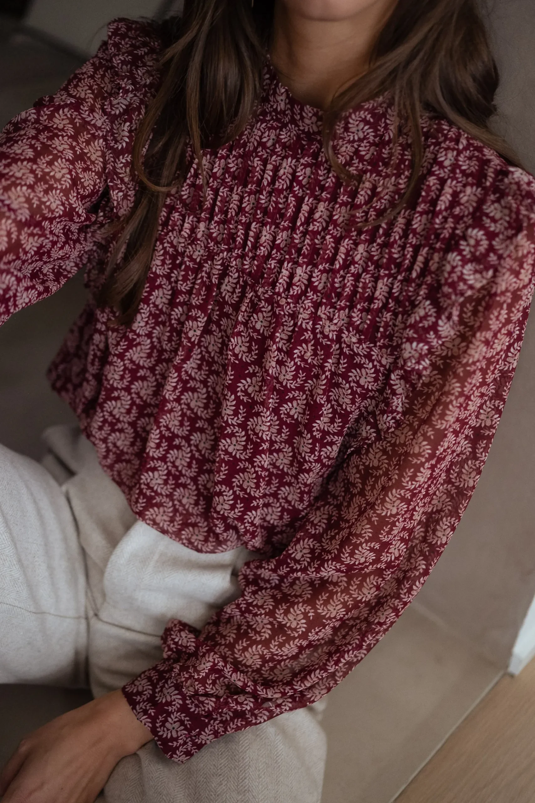 Chemisiers & Blouses-EASY-CLOTHES Blouse Danica - bordeaux à motifsEasy Clothes Bordeaux à motifs