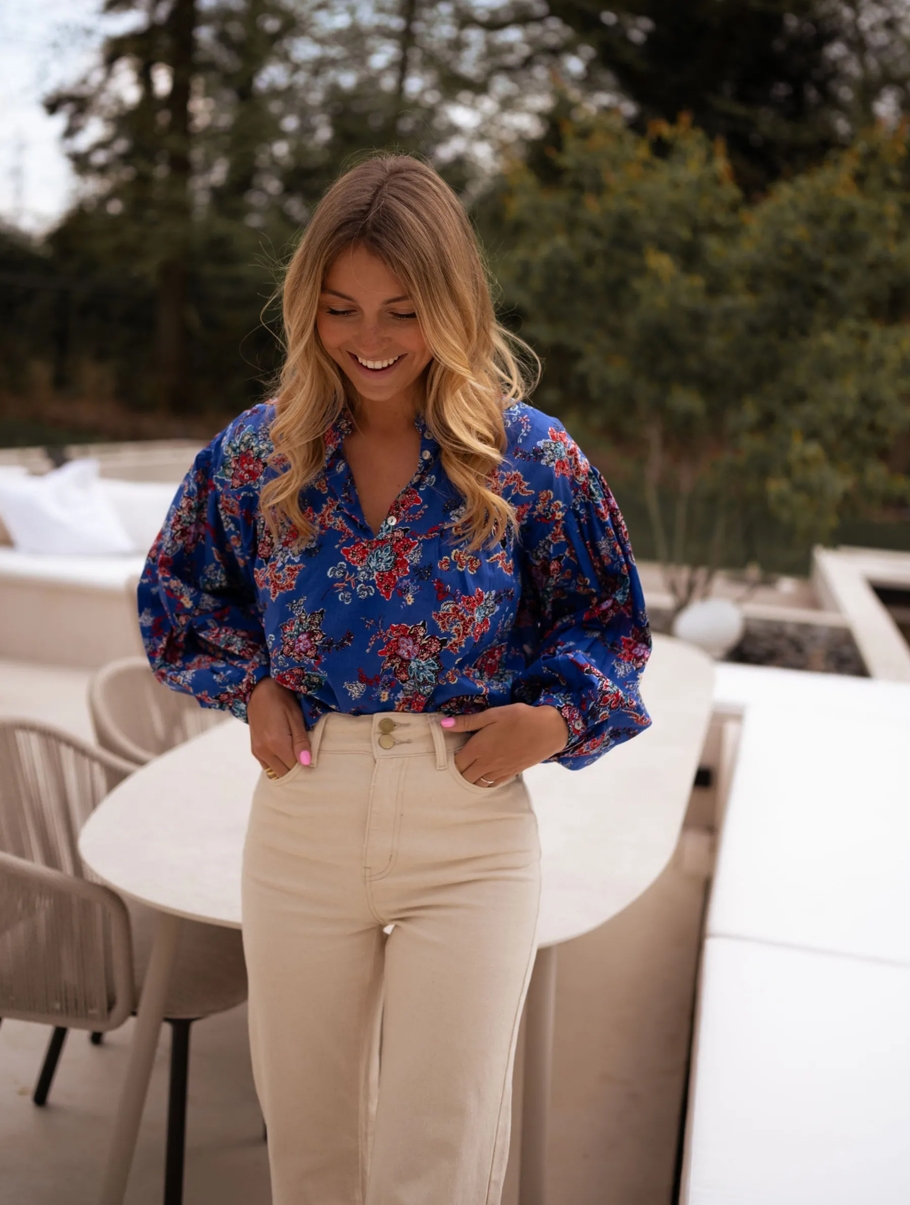 Chemisiers & Blouses-EASY-CLOTHES Blouse Divna - bleueEasy Clothes Bleue