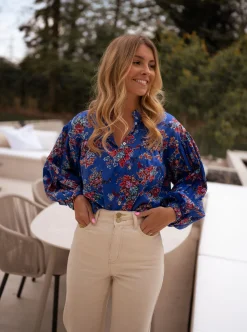 Chemisiers & Blouses-EASY-CLOTHES Blouse Divna - bleueEasy Clothes Bleue