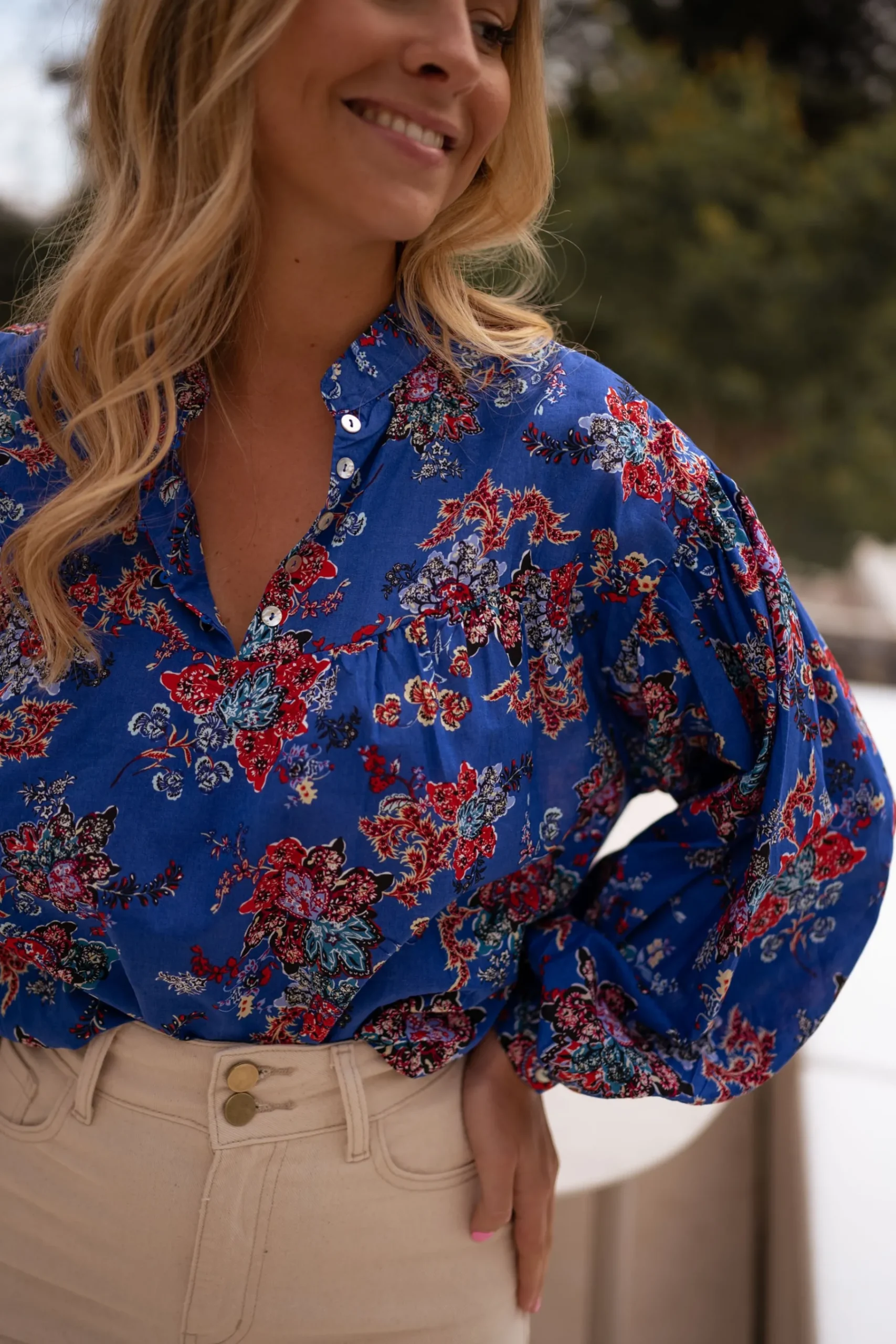 Chemisiers & Blouses-EASY-CLOTHES Blouse Divna - bleueEasy Clothes Bleue