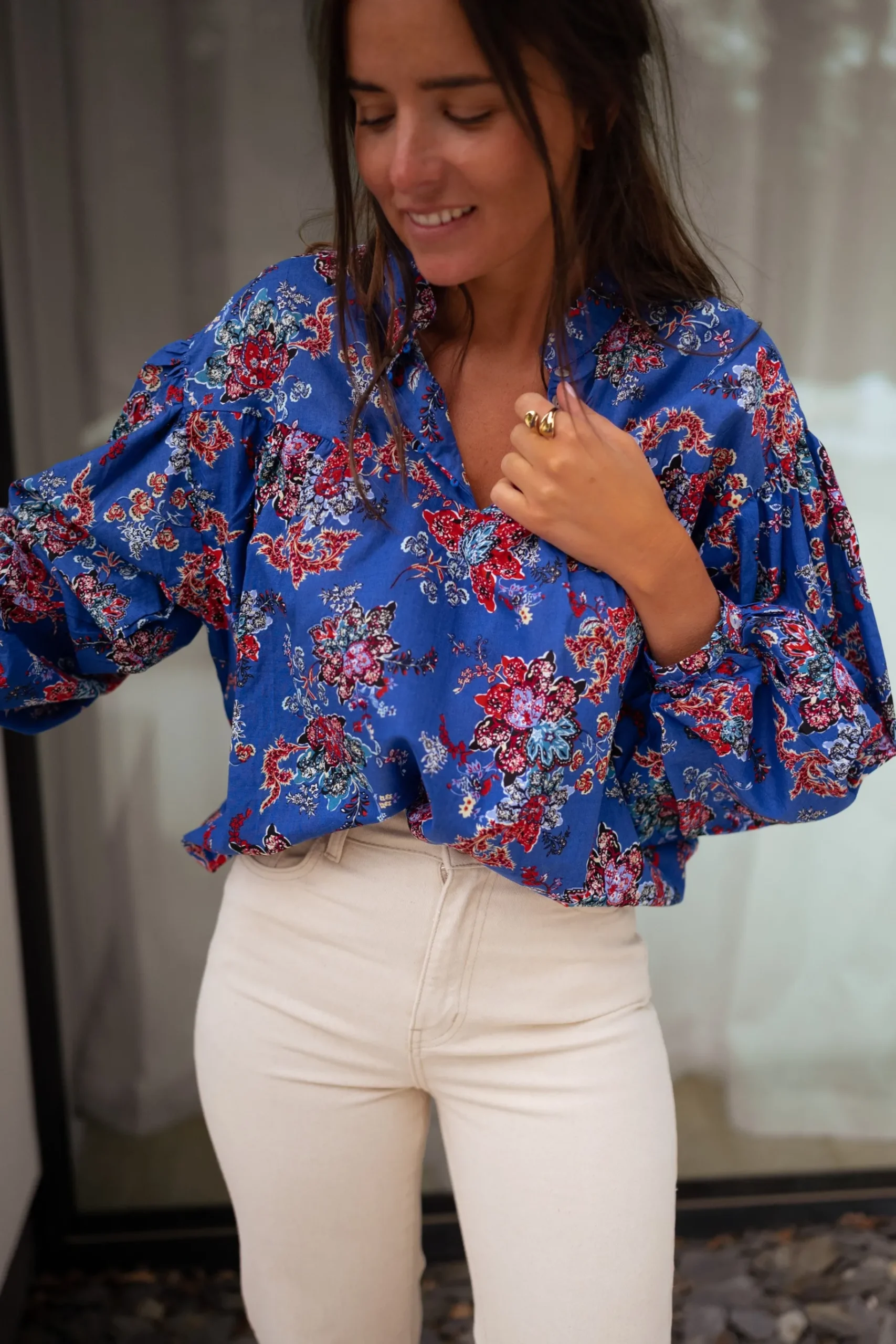 Chemisiers & Blouses-EASY-CLOTHES Blouse Divna - bleueEasy Clothes Bleue