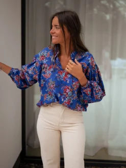 Chemisiers & Blouses-EASY-CLOTHES Blouse Divna - bleueEasy Clothes Bleue