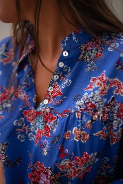 Chemisiers & Blouses-EASY-CLOTHES Blouse Divna - bleueEasy Clothes Bleue