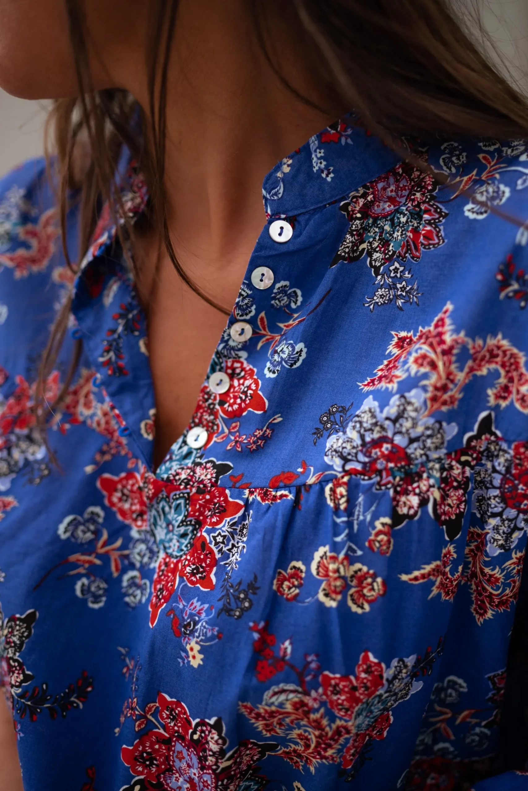 Chemisiers & Blouses-EASY-CLOTHES Blouse Divna - bleueEasy Clothes Bleue