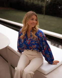 Chemisiers & Blouses-EASY-CLOTHES Blouse Divna - bleueEasy Clothes Bleue