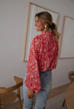 Chemisiers & Blouses-EASY-CLOTHES Blouse Doma - corail à fleursEasy Clothes Corail à fleurs       