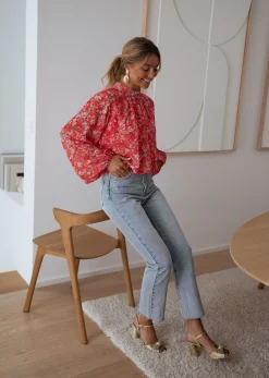 Chemisiers & Blouses-EASY-CLOTHES Blouse Doma - corail à fleursEasy Clothes Corail à fleurs       