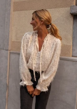 Chemisiers & Blouses-EASY-CLOTHES Blouse Gorgia Écrue - Originale - Manches Longues & LooseEasy Clothes Écrue