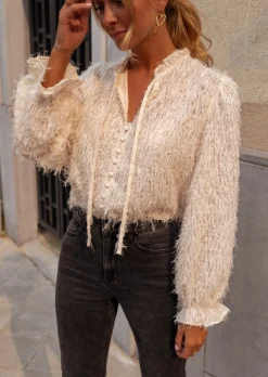 Chemisiers & Blouses-EASY-CLOTHES Blouse Gorgia Écrue - Originale - Manches Longues & LooseEasy Clothes Écrue