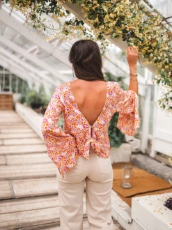 Chemisiers & Blouses-EASY-CLOTHES Blouse Hopi CREATION - orange à motifsEasy Clothes Orange à motifs