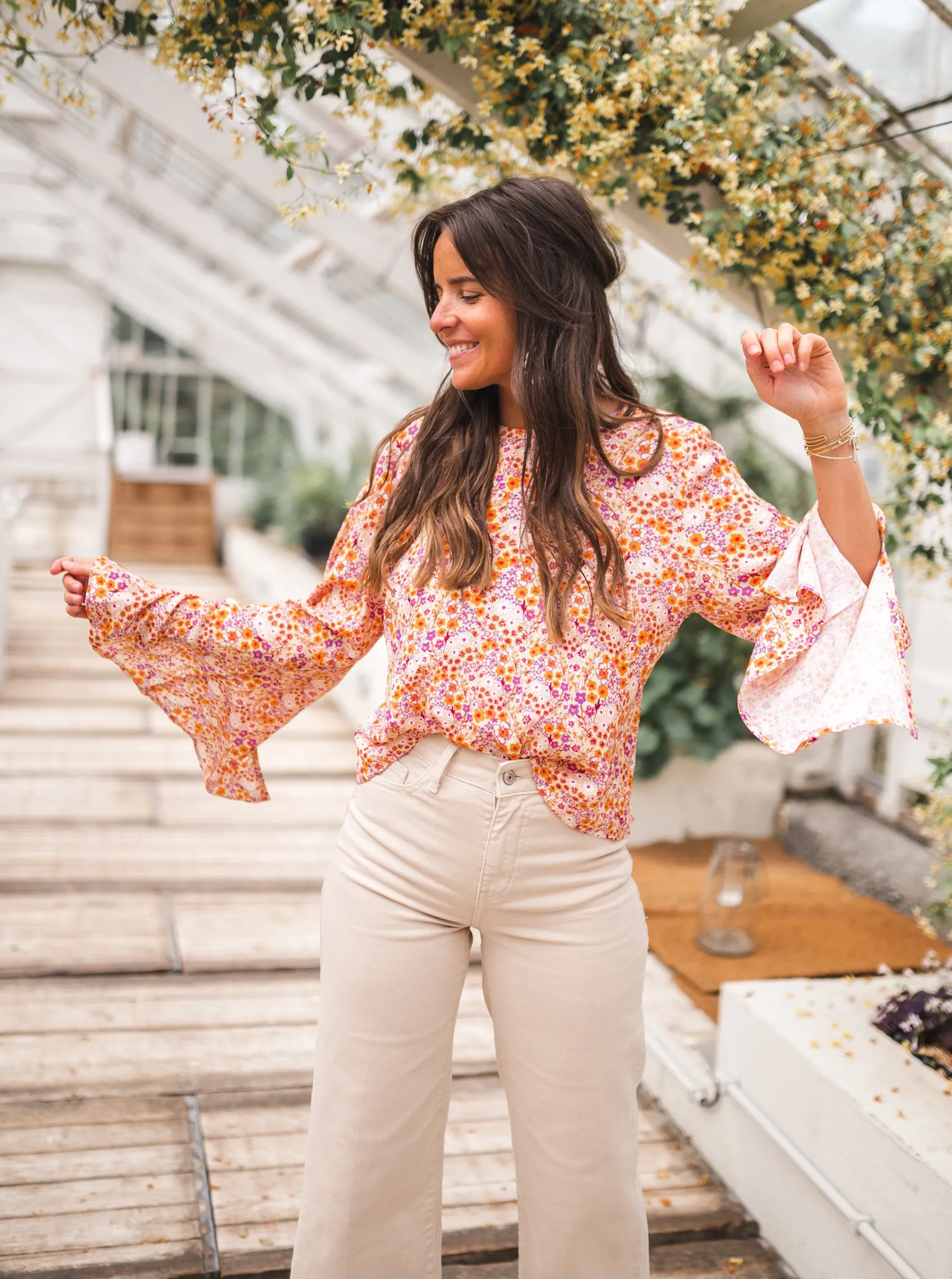Chemisiers & Blouses-EASY-CLOTHES Blouse Hopi CREATION - orange à motifsEasy Clothes Orange à motifs