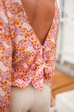 Chemisiers & Blouses-EASY-CLOTHES Blouse Hopi CREATION - orange à motifsEasy Clothes Orange à motifs