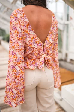 Chemisiers & Blouses-EASY-CLOTHES Blouse Hopi CREATION - orange à motifsEasy Clothes Orange à motifs