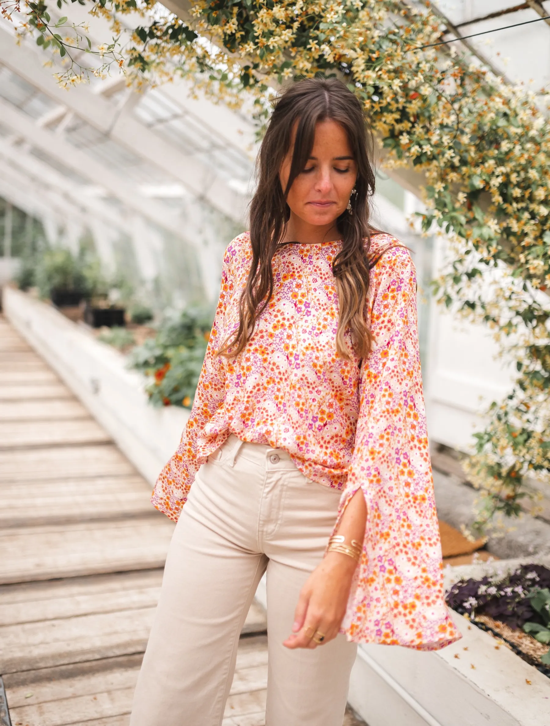 Chemisiers & Blouses-EASY-CLOTHES Blouse Hopi CREATION - orange à motifsEasy Clothes Orange à motifs