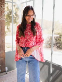 Chemisiers & Blouses-EASY-CLOTHES Blouse Hopi CREATION - rougeEasy Clothes Rouge