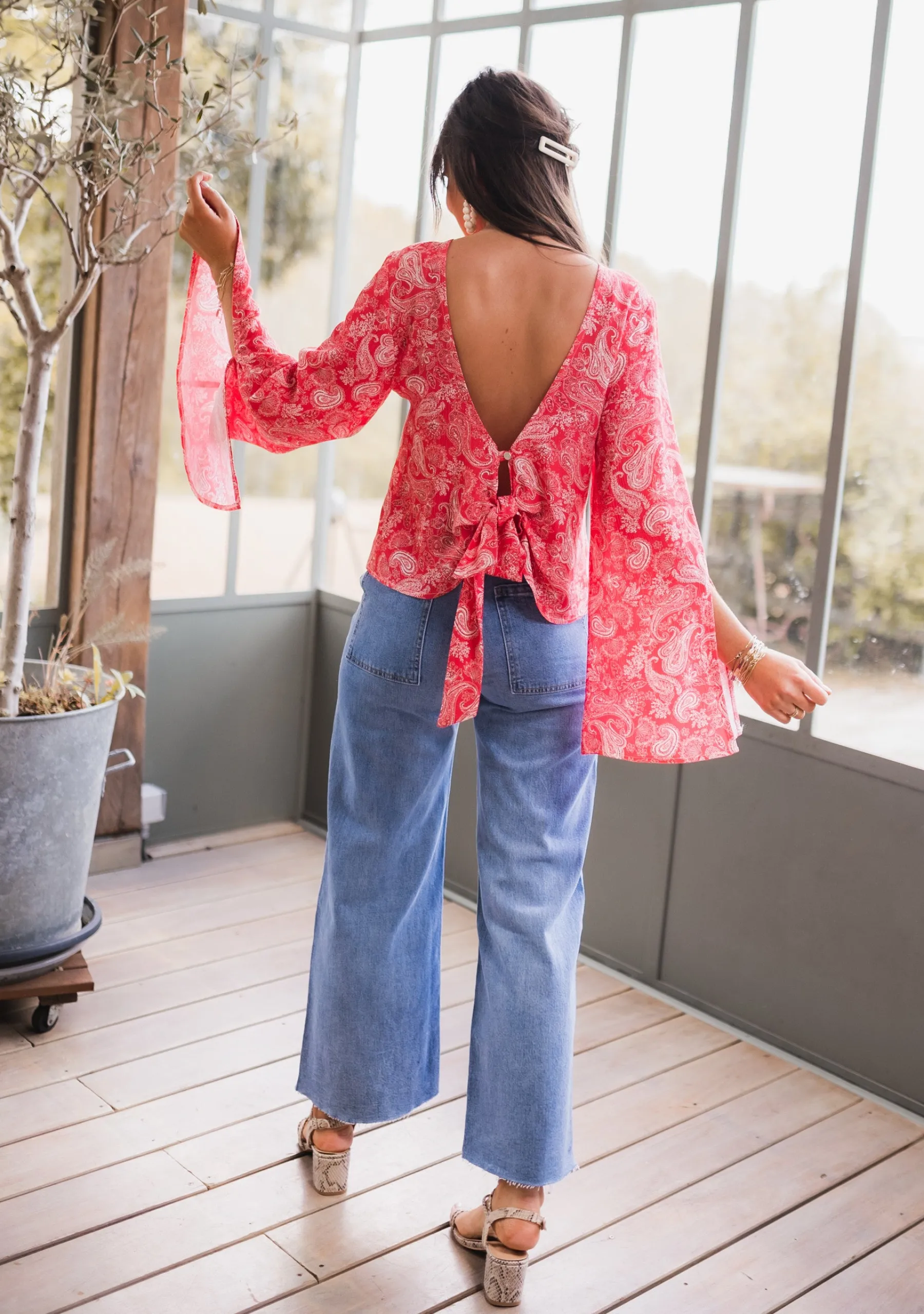 Chemisiers & Blouses-EASY-CLOTHES Blouse Hopi CREATION - rougeEasy Clothes Rouge